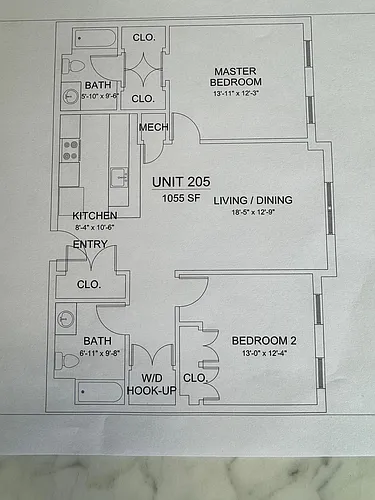 Floor plan 2 Bed 2 Bath SEPT 1-205