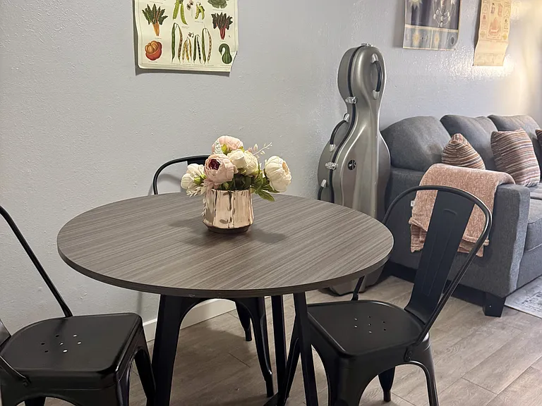 Experience dining in style with this modern setup_perfect for intimate meals and gatherings.