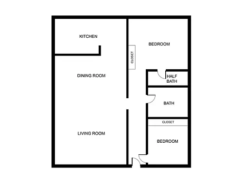 Floor plan 2 Bed 1.5 Bath