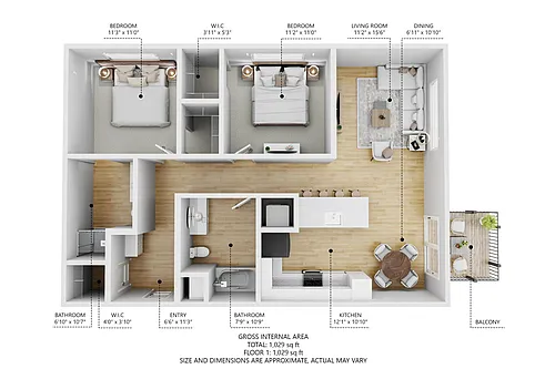 Floor plan Two Bedroom CORNERSTONE