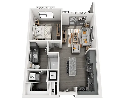 Floor plan One Bedroom A1G-II