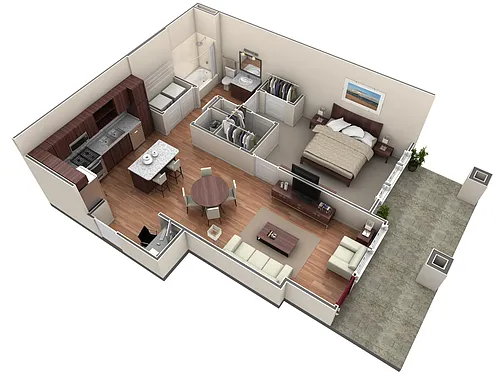 Floor plan 1 BR Designer Courtyard