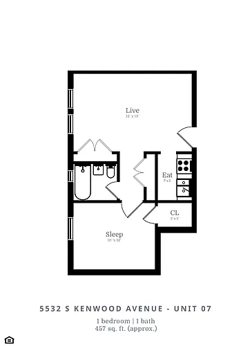 Floor plan 1 Bed | 1 Bath (B3)