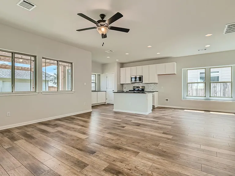 living space with kitchen and dining area