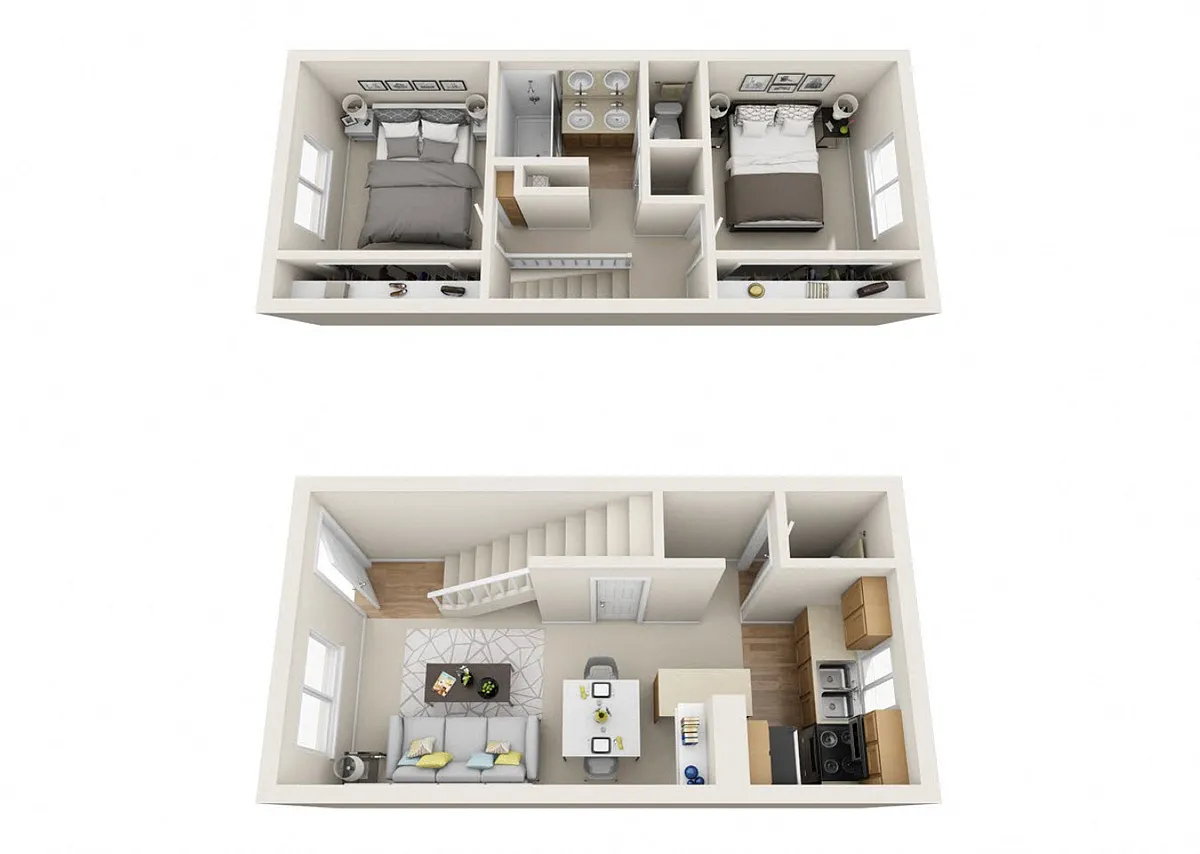 Floor plan Two Bedroom One and a Half Bath