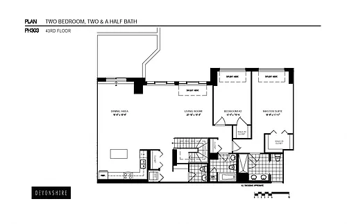 Floor plan 2 Bed_2 Bath Penthouse-ph303