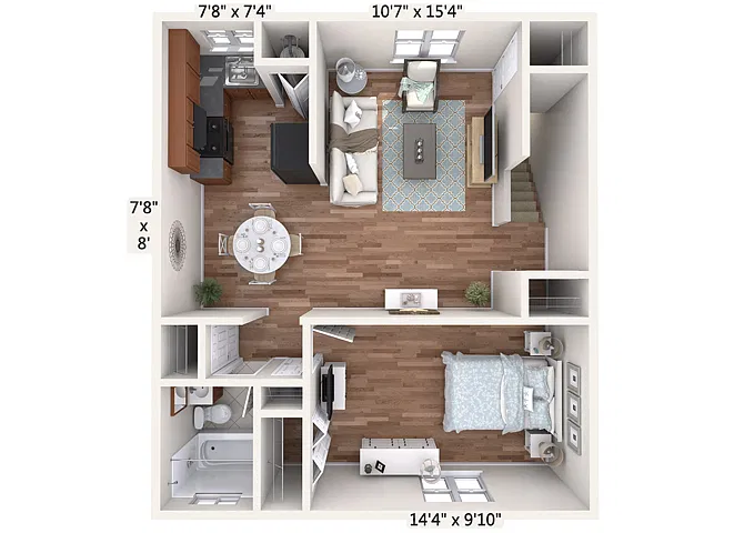 Floor plan 1 Bedroom Upper
