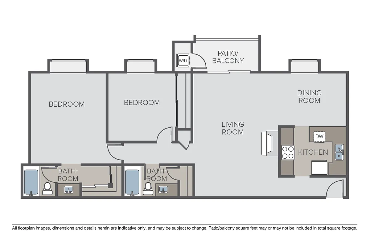 Floor plan 2 Bed 2 Bath (G)