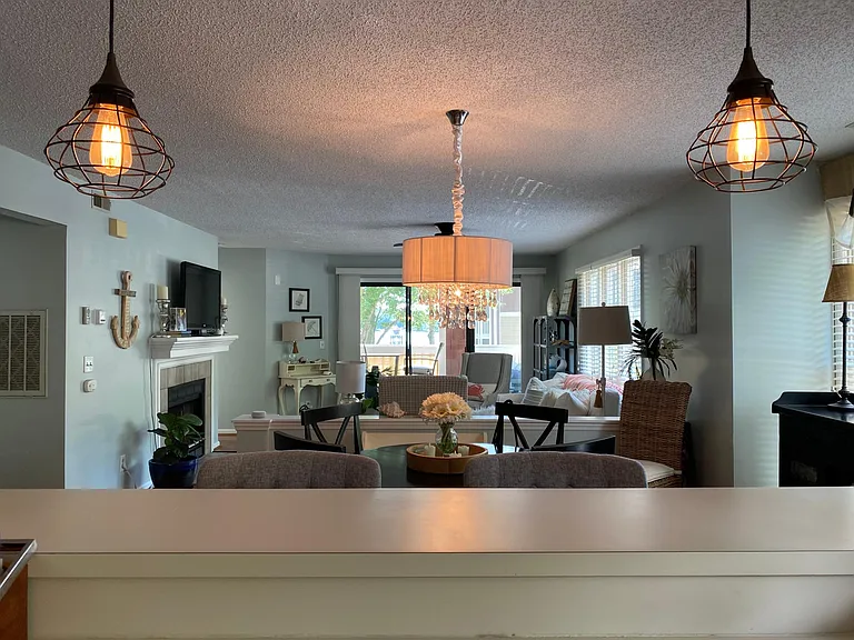 open concept living (view from kitchen through unit)