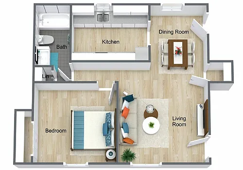 Floor plan 1 Bedroom, 1 Bathroom Renovated