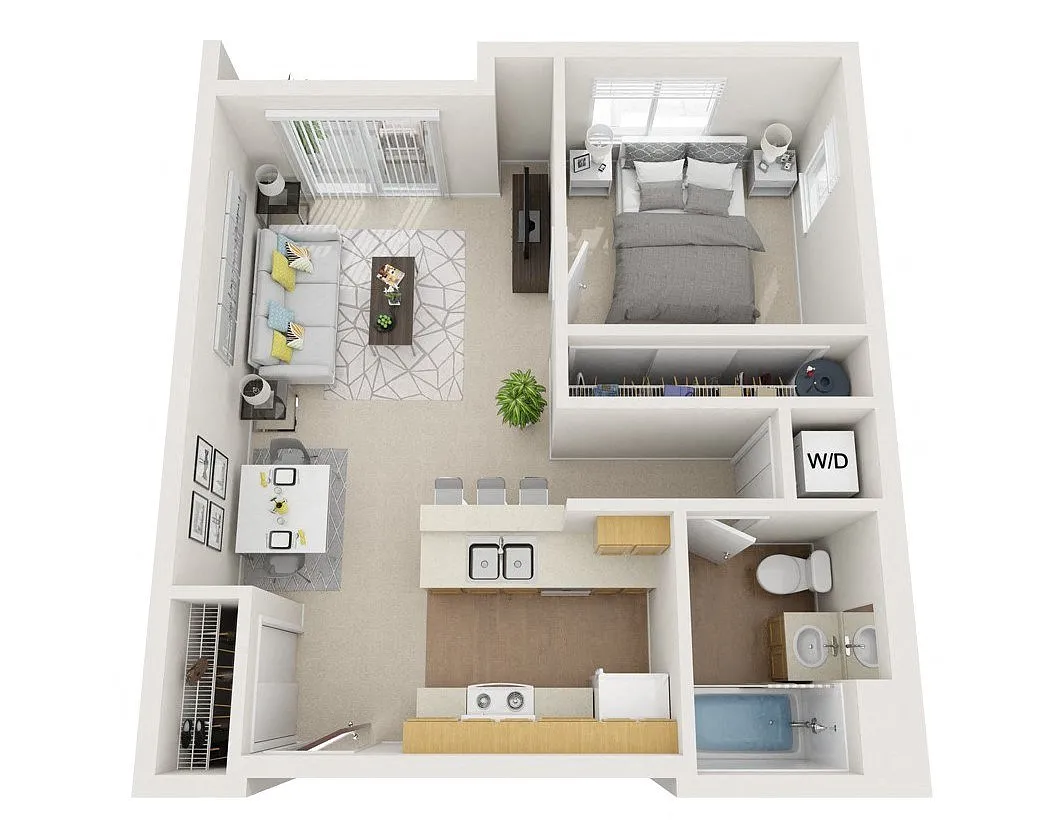Floor plan 1 Bed 1 Bath Milan