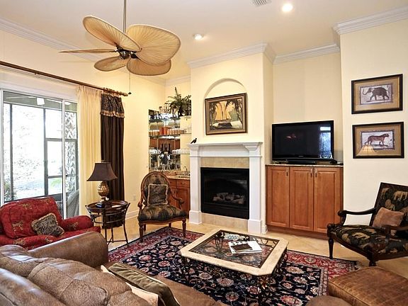 Living room with built in cabinets