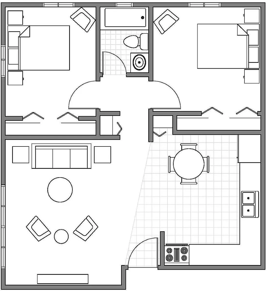 Floor plan Two Bedroom Deluxe