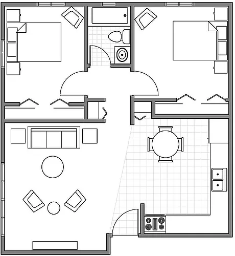 Floor plan Two Bedroom Deluxe
