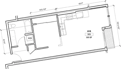 Floor plan Urban 1 Bedroom D