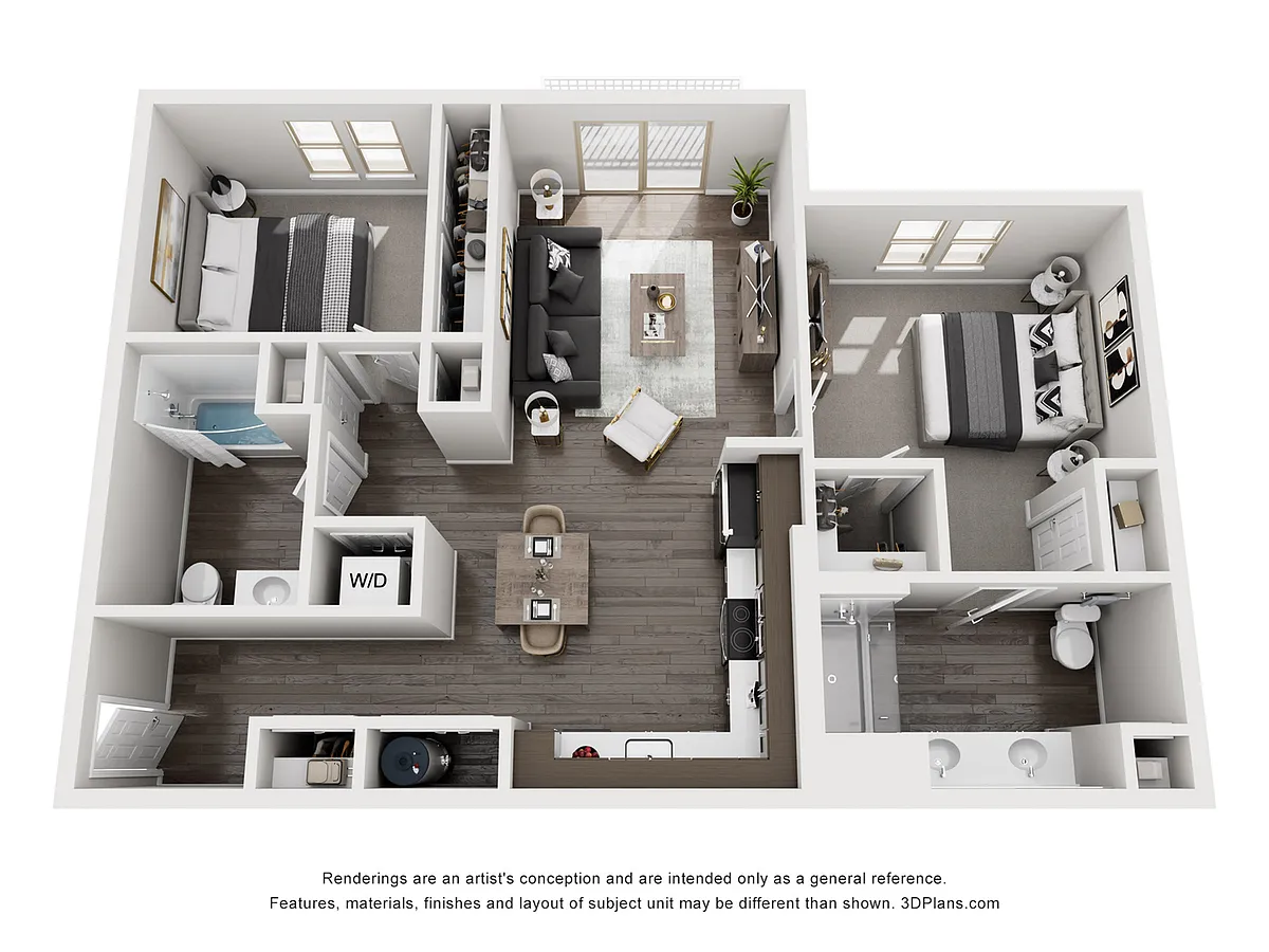 Floor plan 2 Bedroom 2 Bath - H