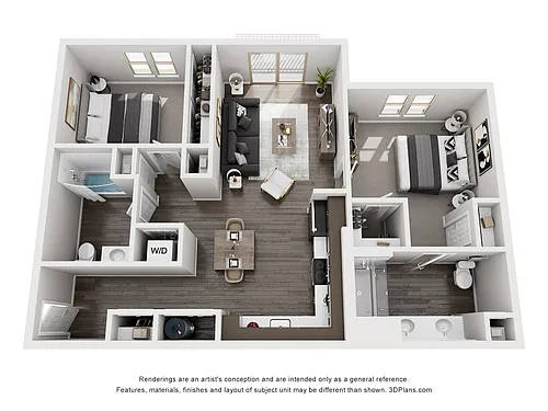 Floor plan 2 Bedroom 2 Bath - H