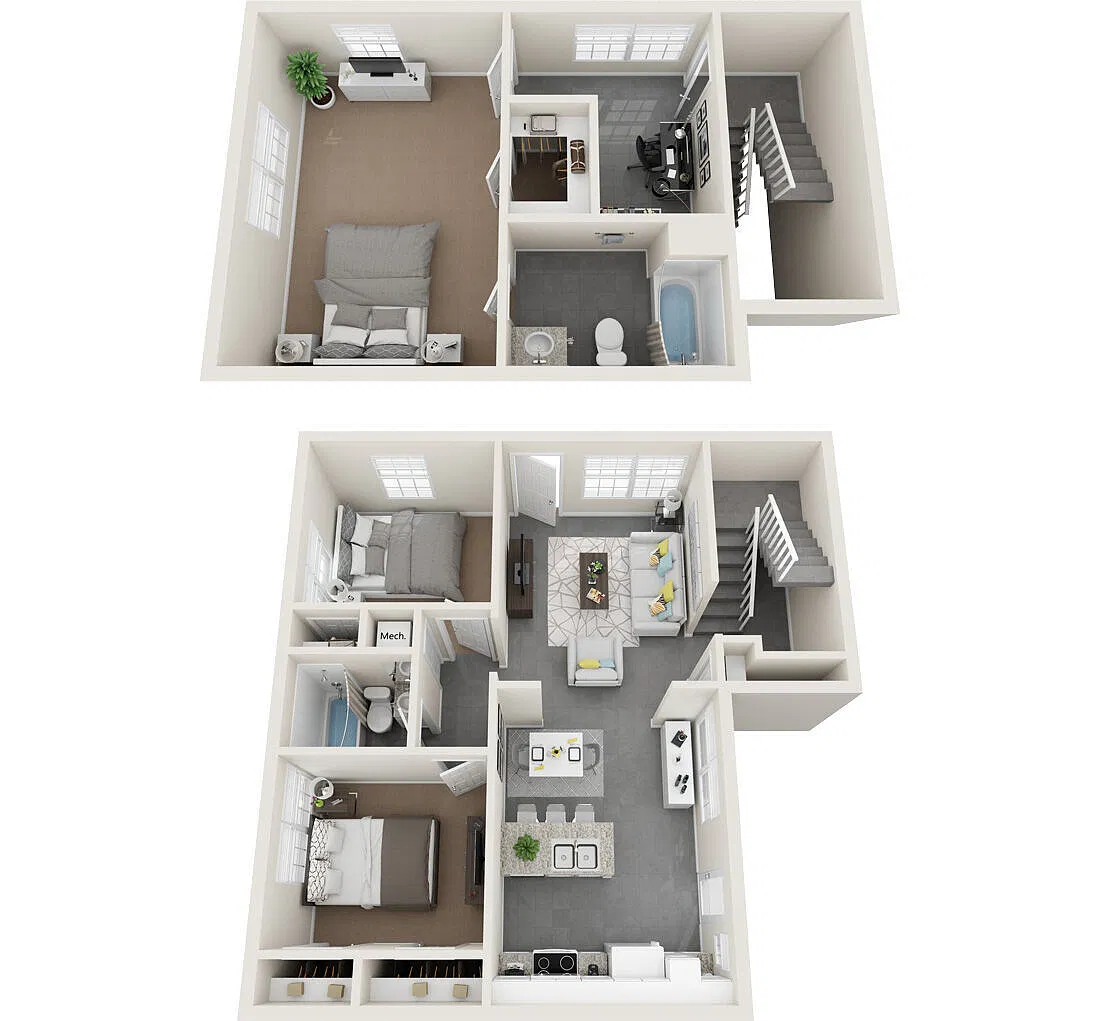 Floor plan Three Bedroom Townhome with Bonus Room