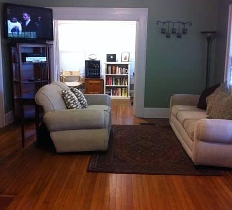 Living room view with office