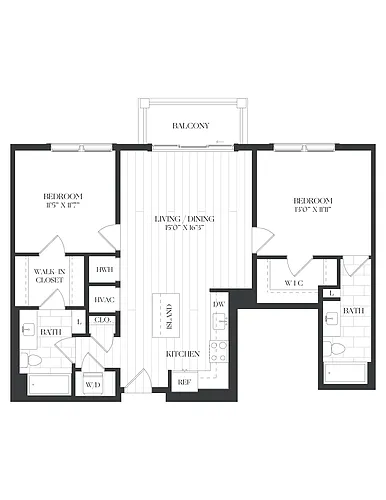 Floor plan 2 Bed/2 Bath-2B-10-The Barrett