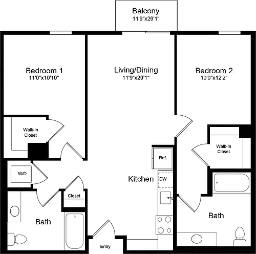 Floor plan 2A with Balcony