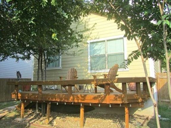 Back deck overlooking green area