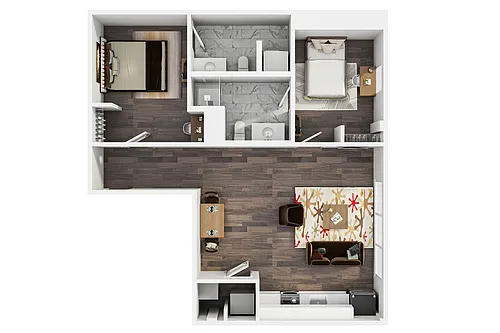 Floor plan The U 2BR 2BA The 1911
