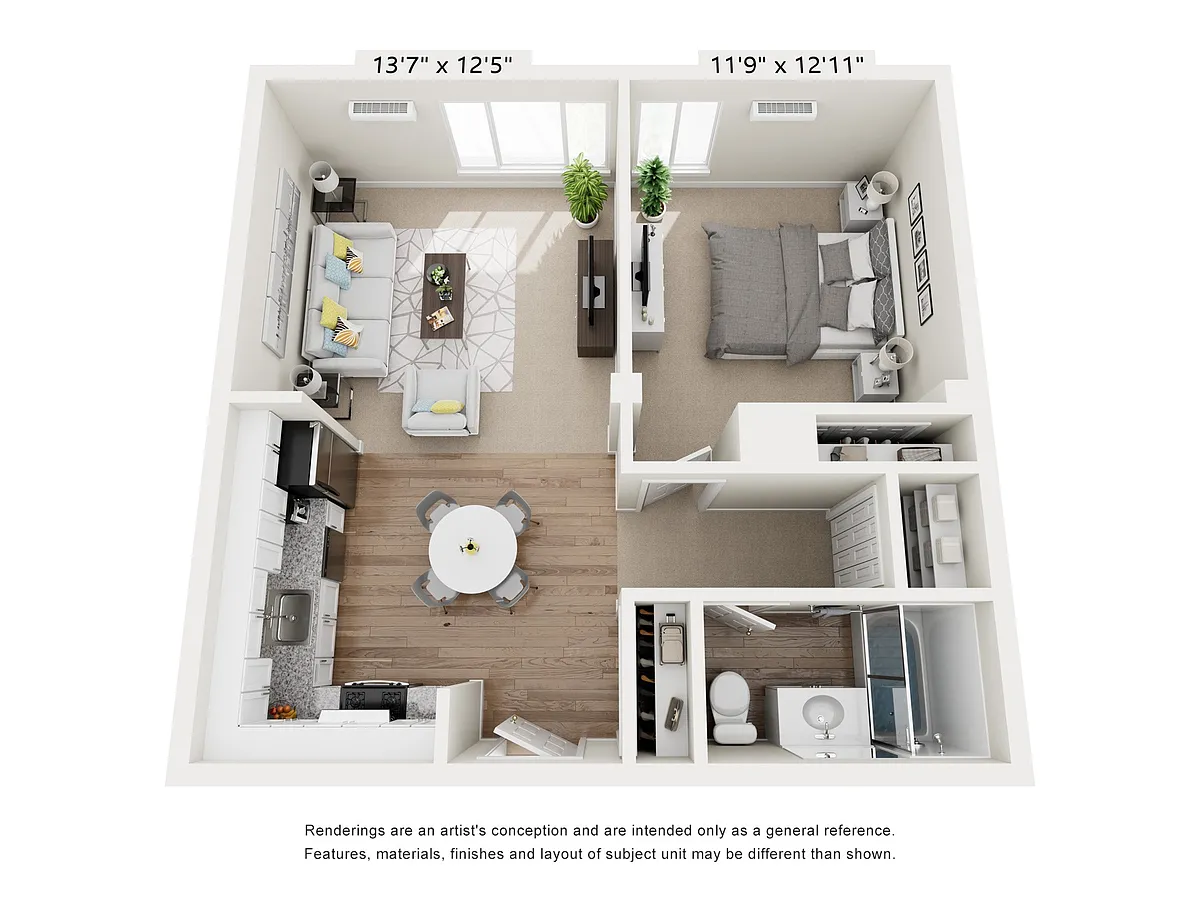Floor plan ONE BEDROOM A (MAPLE)