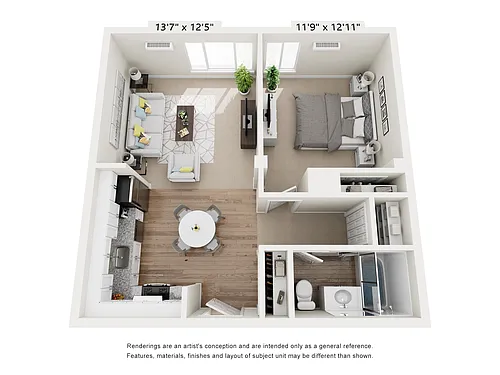 Floor plan ONE BEDROOM A (MAPLE)