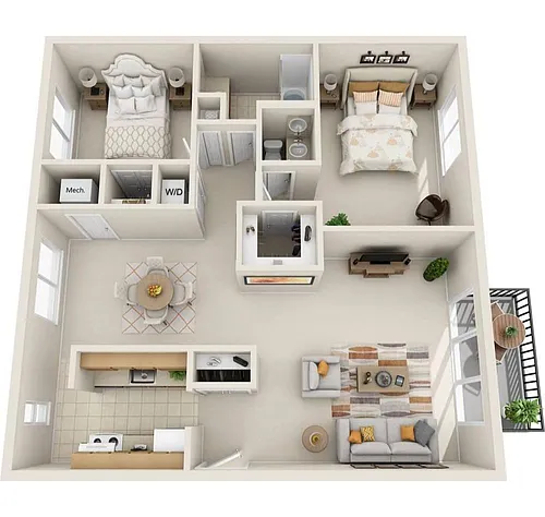 Floor plan 2 Bed 1.5 Bath