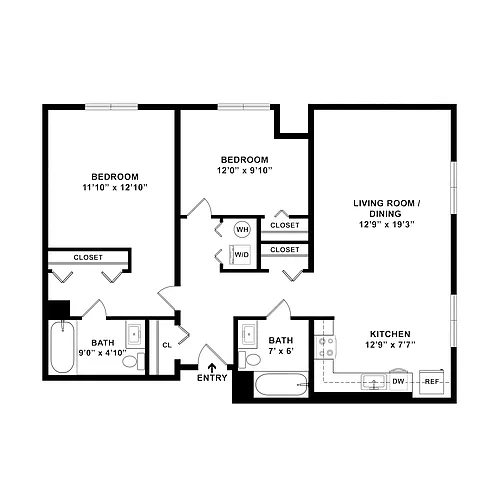 Floor plan Two Bedroom Plus