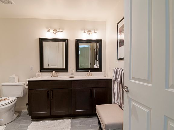 Master bath with double vanity and custom walk in shower