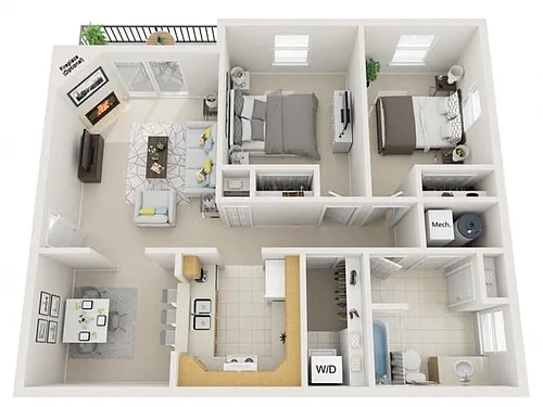 Floor plan 2 Bedroom One Bath