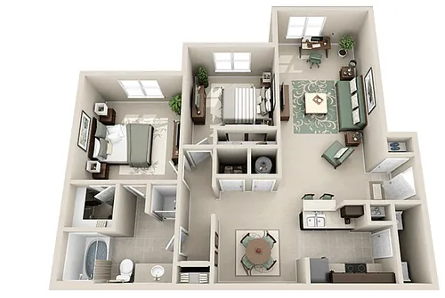 Floor plan 2 BED 1 BATH