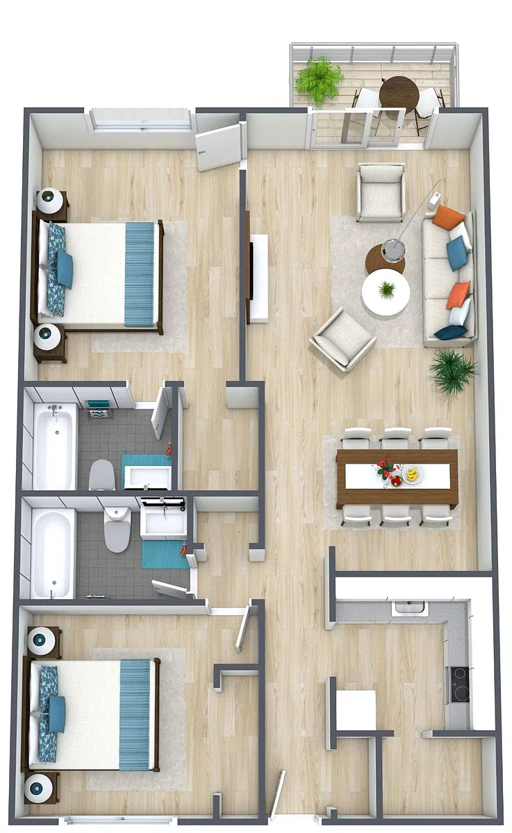 Floor plan 2BR - 2BTH Classic