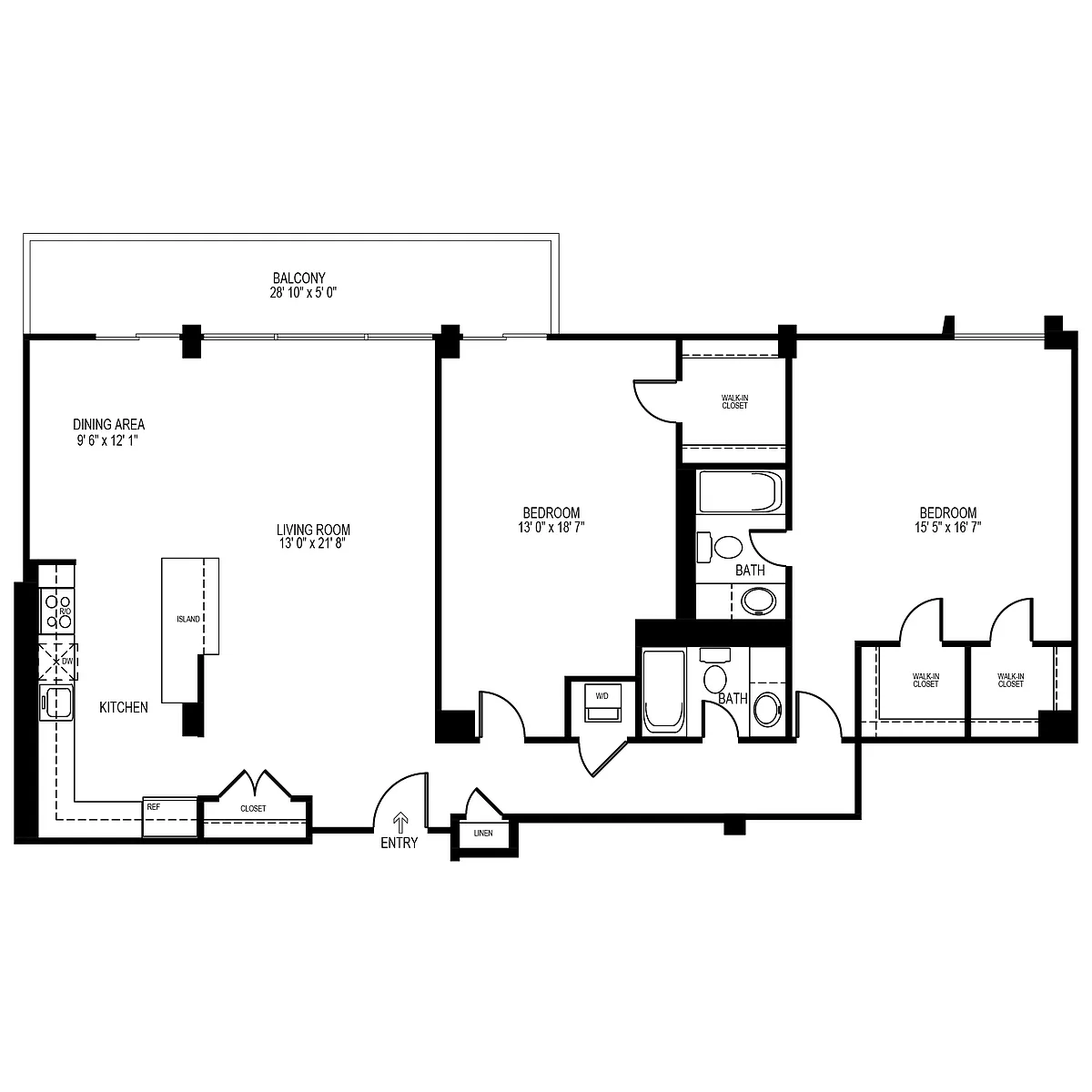 Floor plan 2 Bed, 2 Bath 1,473 SF 22BR