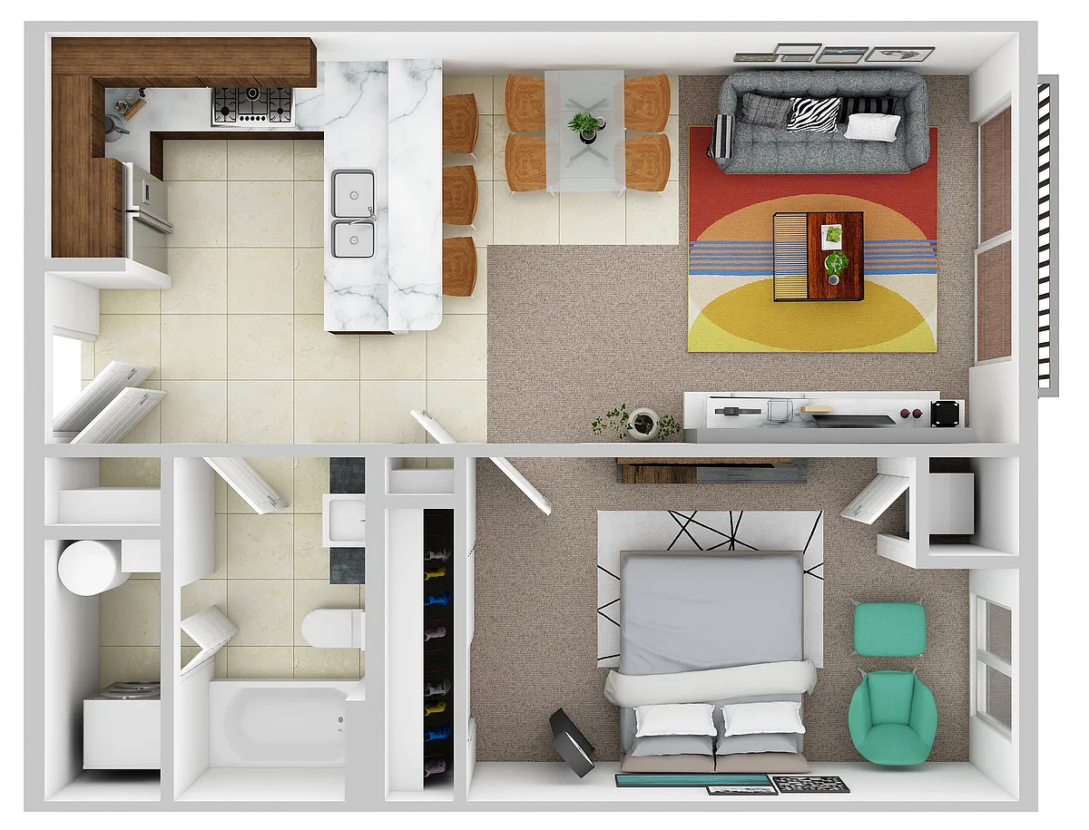 Floor plan 1 Bed 1 Bath