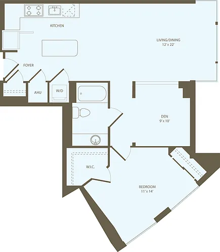 Floor plan 1 Bedroom AA_RW