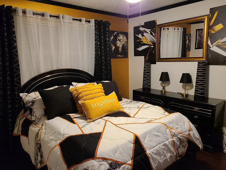 Guest Bedroom 3 with Queen Bed, Alexa Assistant for controlling smart home & 50 inch smart TV.