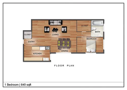 Floor plan 1 Bedroom D