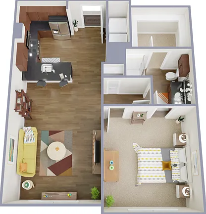 1 Bedroom, 1 Bathroom 1 Bedroom, 1 Bathroom