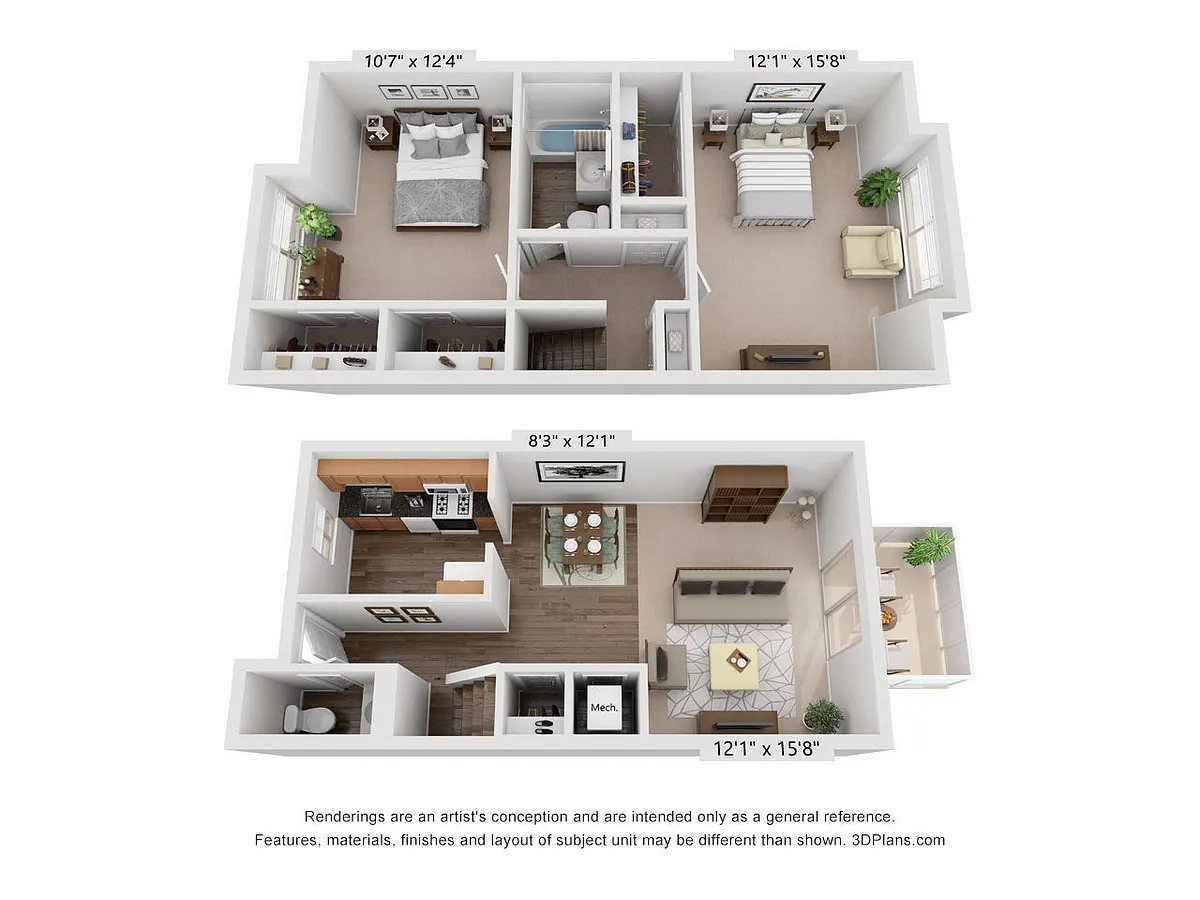 Floor plan Two Bedoom/1.5 Bath