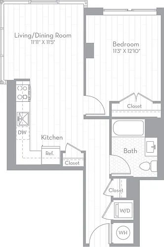 Floor plan 1 Bed/1 Bath-A06