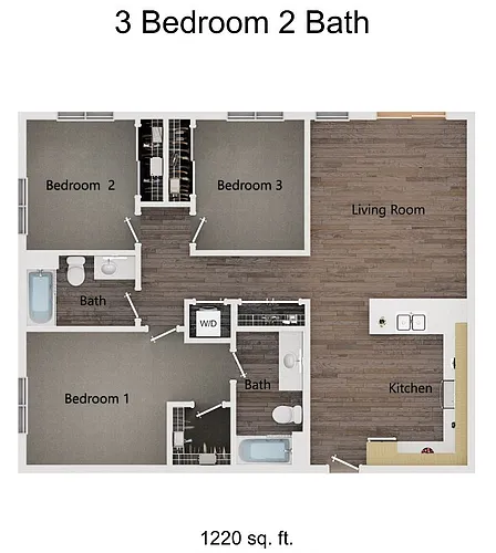 Floor plan 3 Bedroom 2 Bath