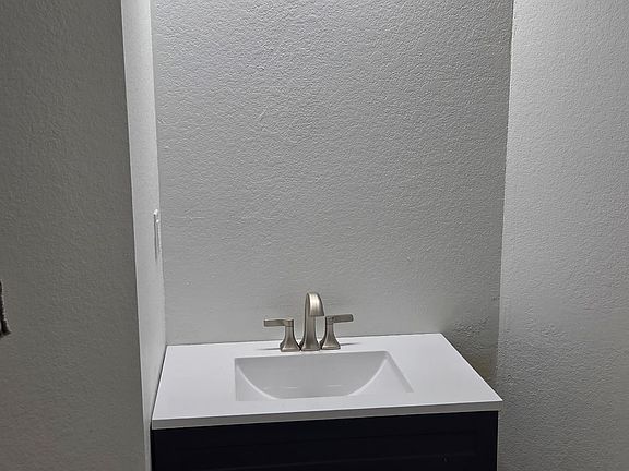 bathroom vanity, mirror will be installed soon.