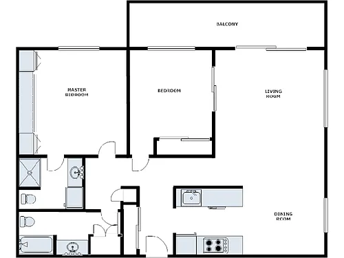 Floor plan 2 Bed / 2 Bath: Type O