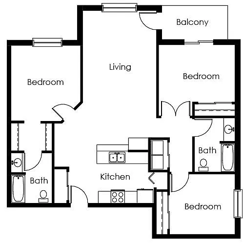 Floor plan 3 Bed / 2 Bath 1350 sq ft
