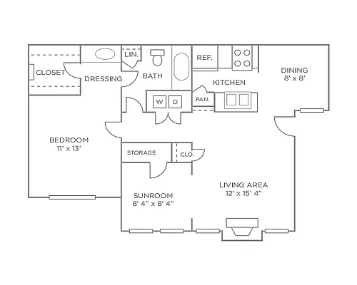 Floor plan One Bedroom Premiere - Newly Renovated