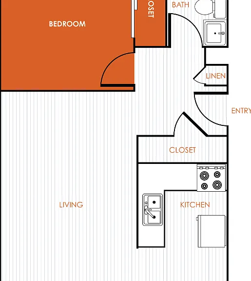 1x1 B Floorplan Diagram