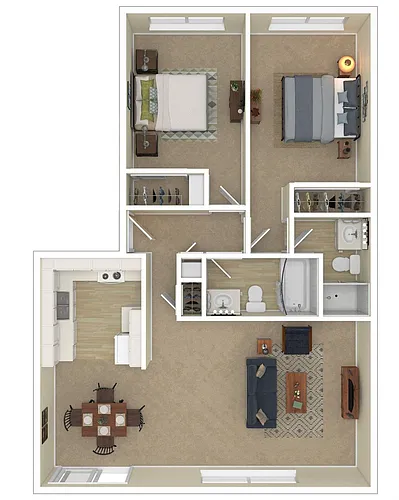 Floor plan 2 Bedroom, 2 Bath